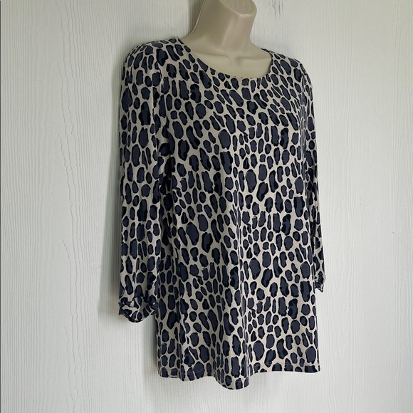 Boden - Leopard Colorful  Animal Print Round Neck Long Sleeve Blouse Size 6 - Picture 3 of 10